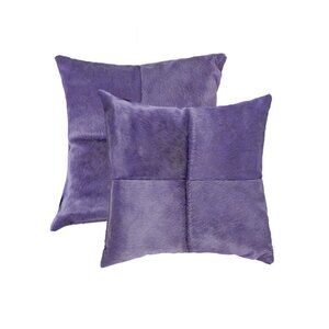 Natural Home Decor Torino Cowhide Pillow | 2-Piece | Purple | 18"x18"
